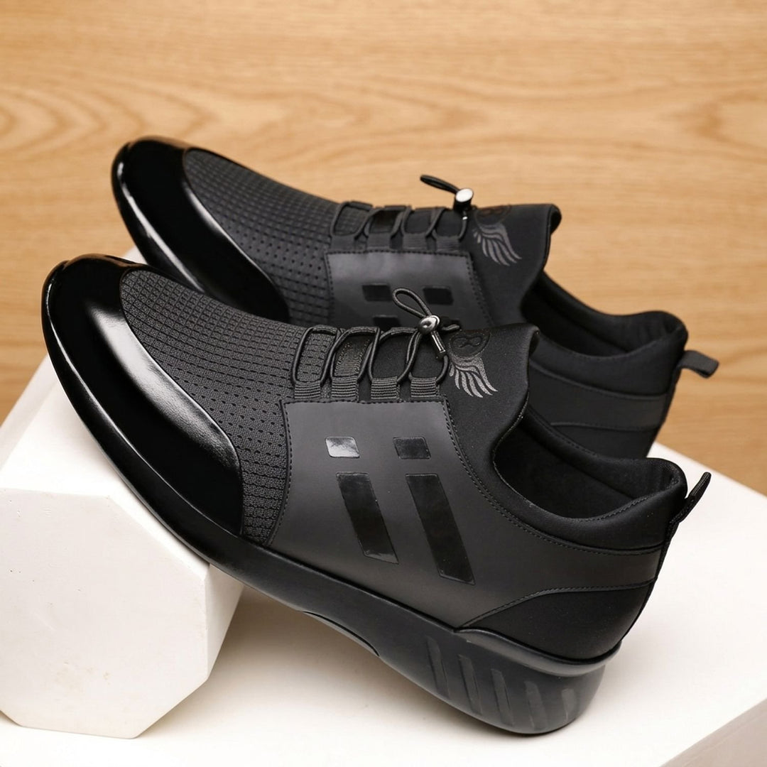 Heren Gestructureerde Leren Sneakers met Vetersluiting