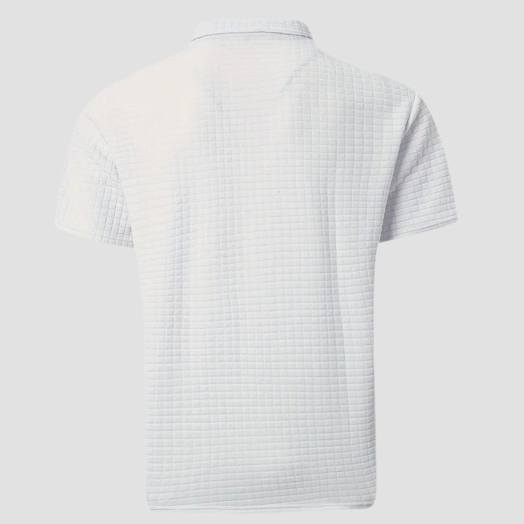 Heren Getextureerd Poloshirt met Borstzakje en Knopen