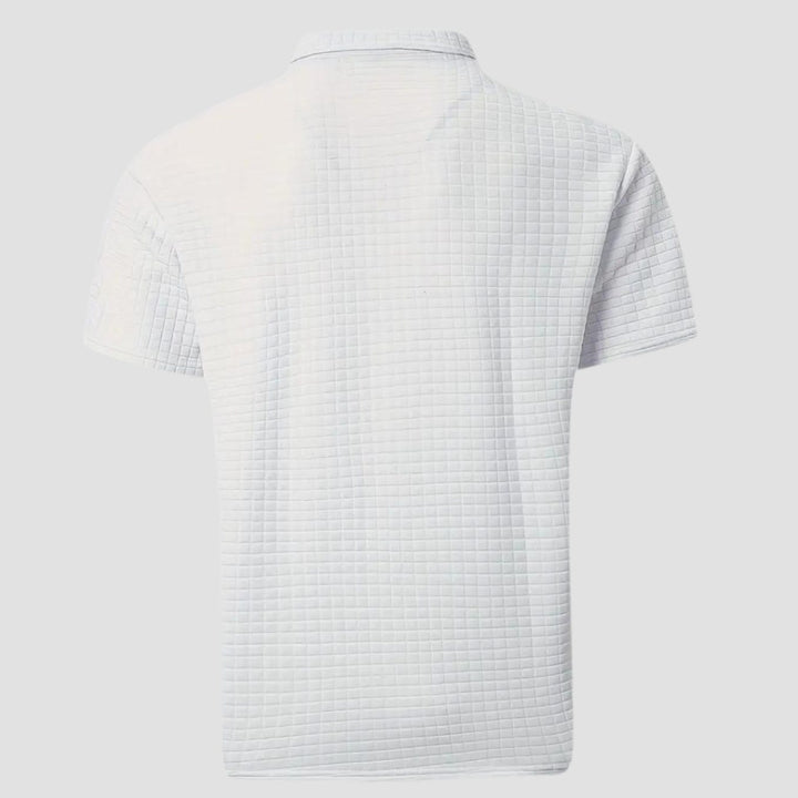 Heren Getextureerd Poloshirt met Borstzakje en Knopen