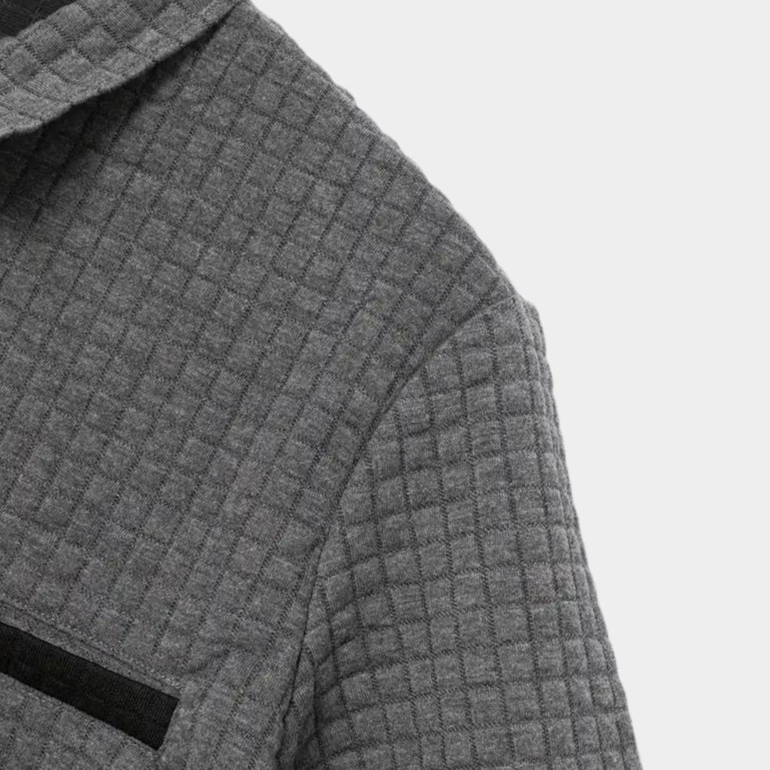 Heren Getextureerd Poloshirt met Borstzakje en Knopen