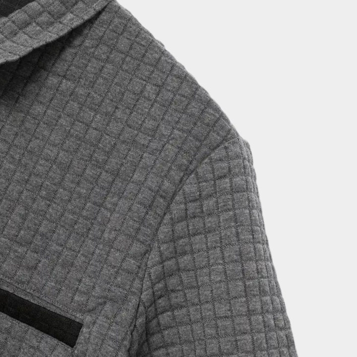 Heren Getextureerd Poloshirt met Borstzakje en Knopen
