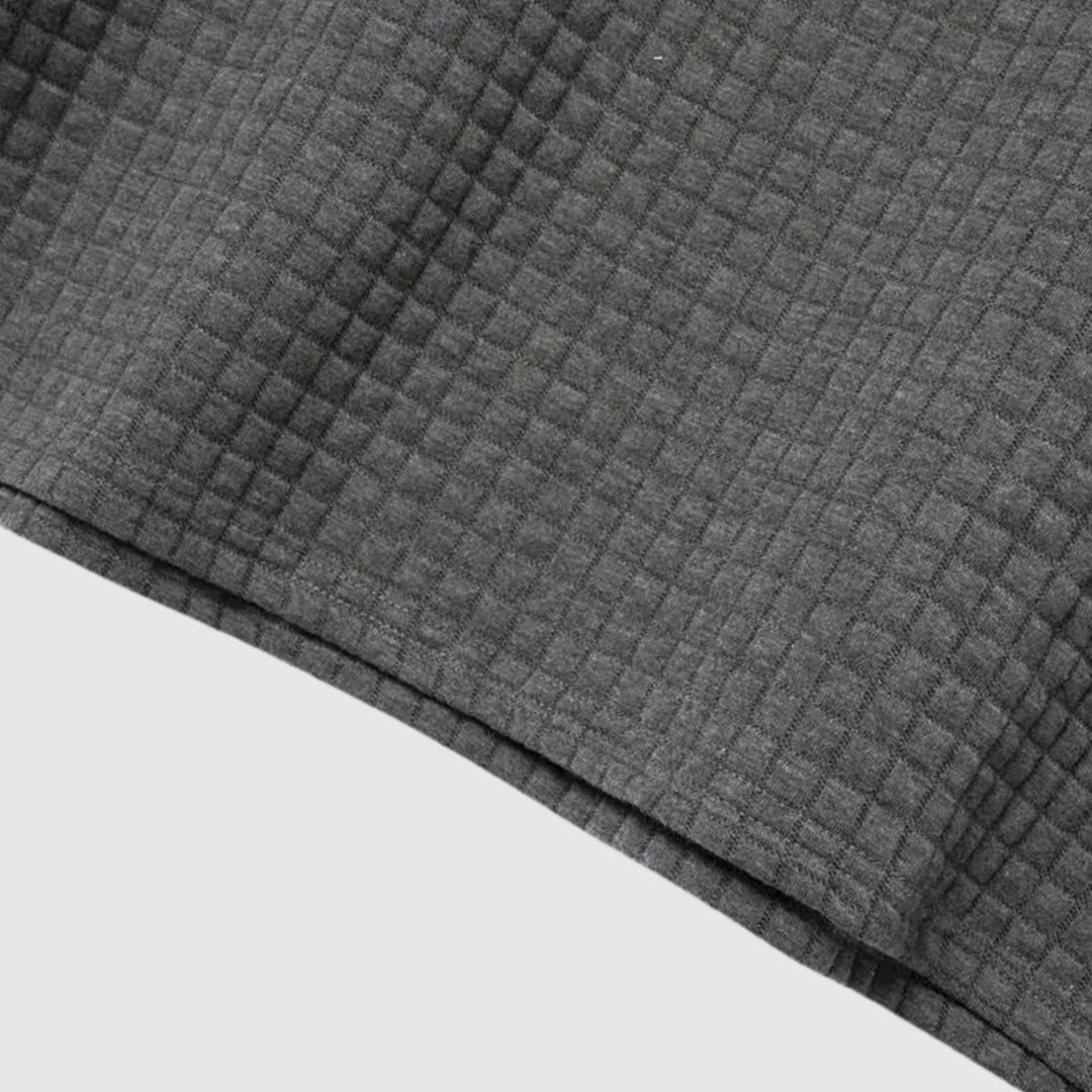 Heren Getextureerd Poloshirt met Borstzakje en Knopen