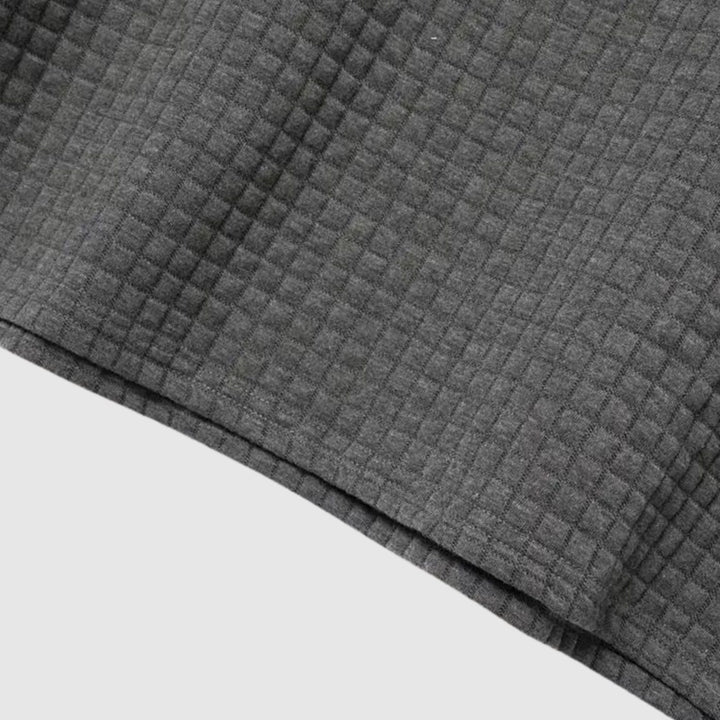 Heren Getextureerd Poloshirt met Borstzakje en Knopen