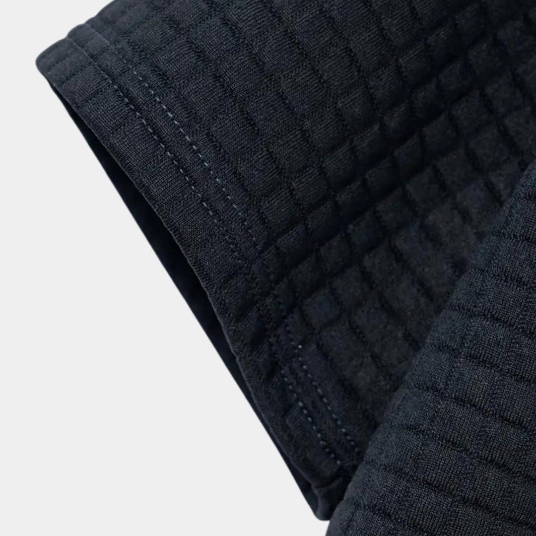 Heren Getextureerd Poloshirt met Borstzakje en Knopen