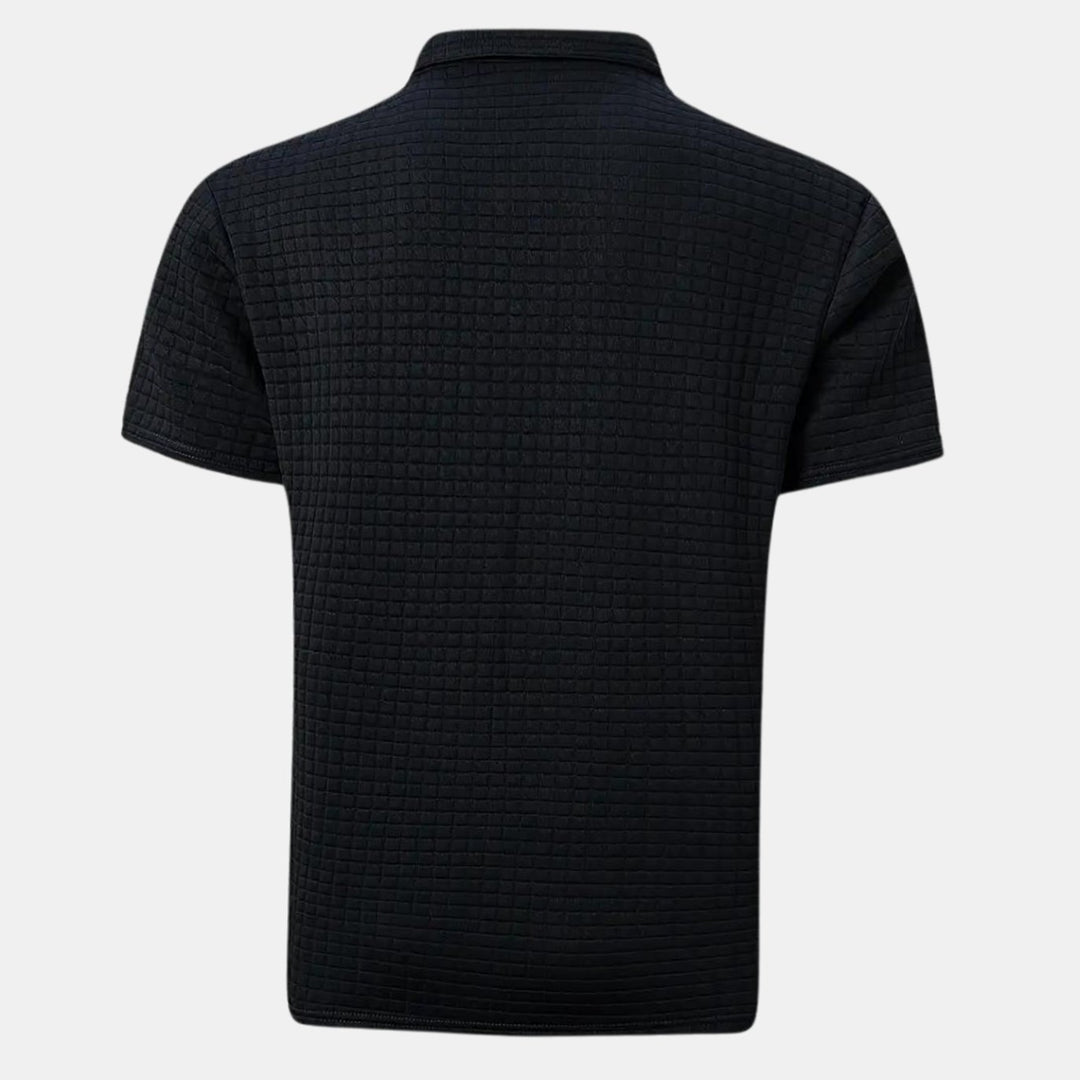 Heren Getextureerd Poloshirt met Borstzakje en Knopen