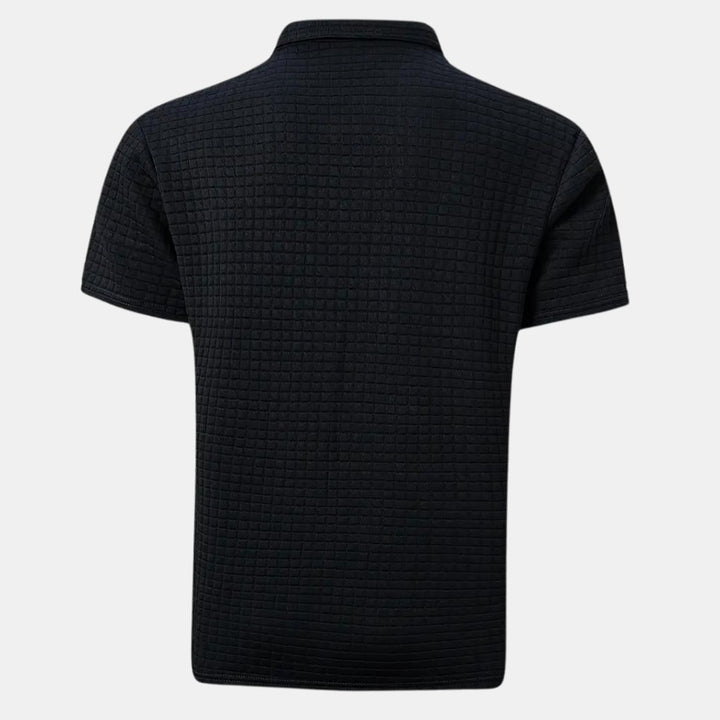Heren Getextureerd Poloshirt met Borstzakje en Knopen