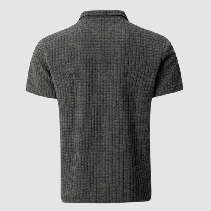 Heren Getextureerd Poloshirt met Borstzakje en Knopen