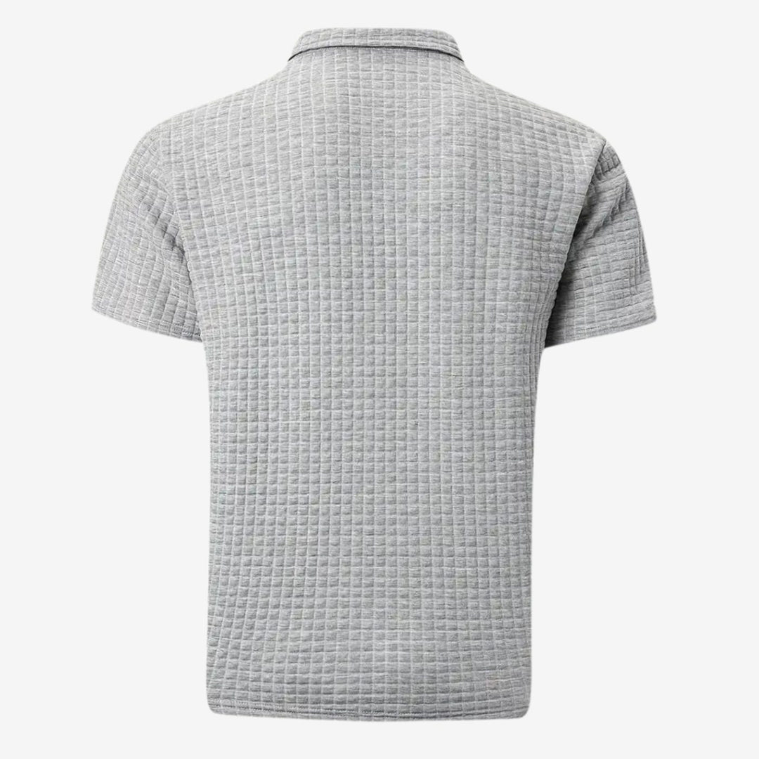 Heren Getextureerd Poloshirt met Borstzakje en Knopen