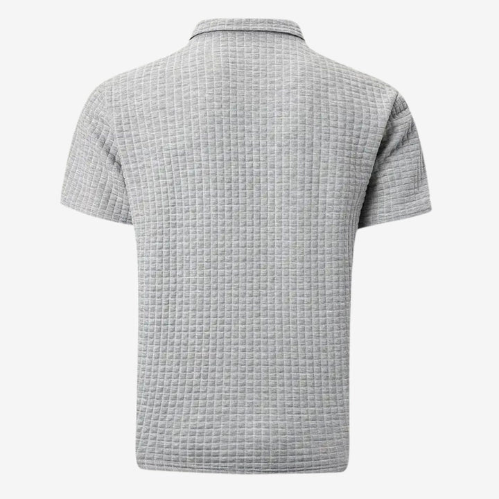 Heren Getextureerd Poloshirt met Borstzakje en Knopen