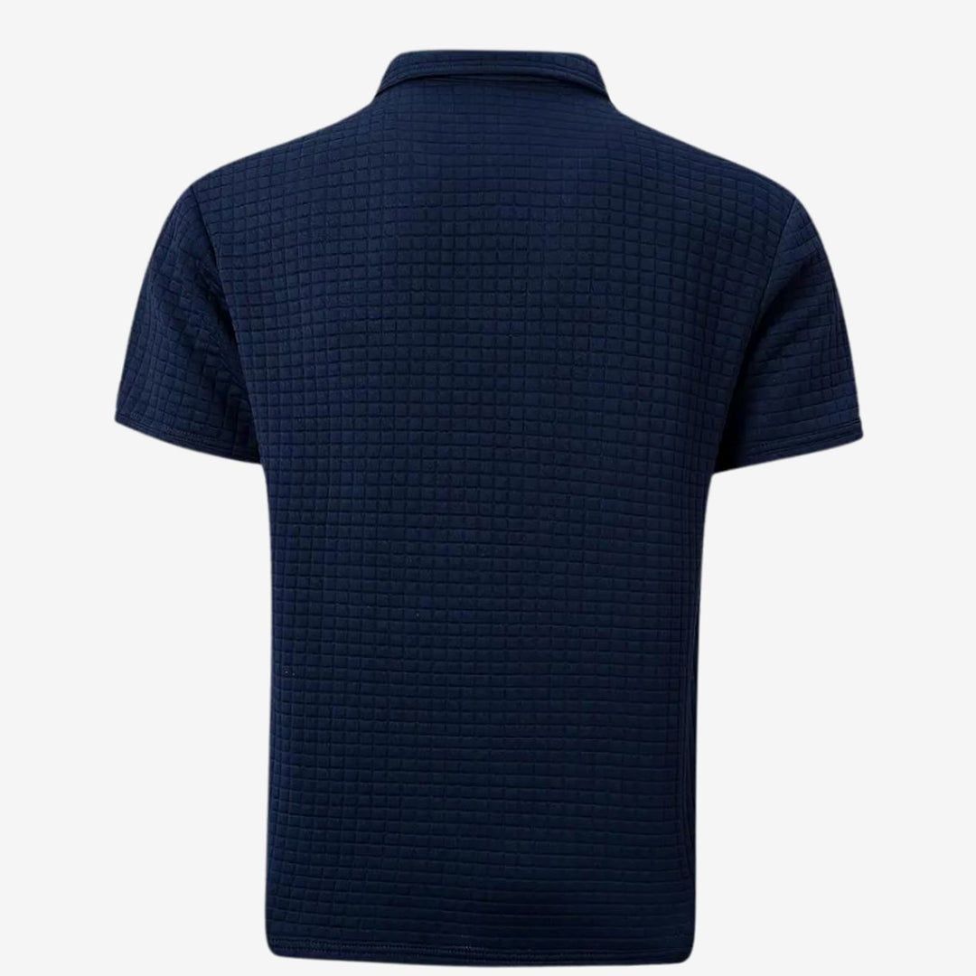 Heren Getextureerd Poloshirt met Borstzakje en Knopen