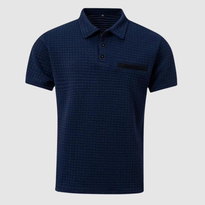 Heren Getextureerd Poloshirt met Borstzakje en Knopen