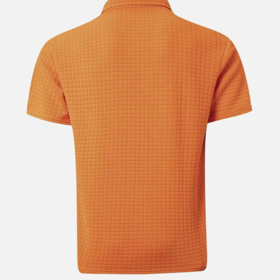 Heren Getextureerd Poloshirt met Borstzakje en Knopen