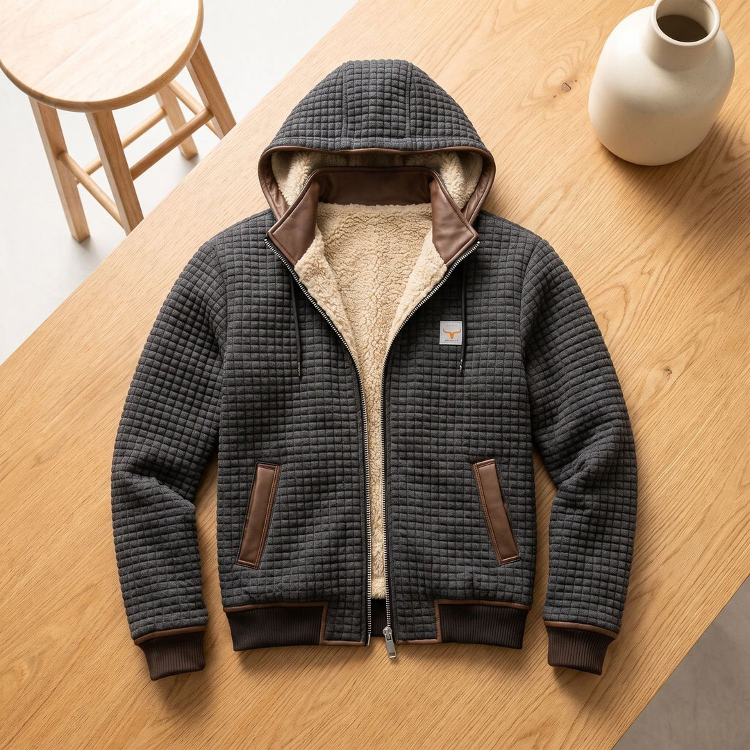 Heren Gevoerde Quilted Winterjas met Fleece Voering en Rits
