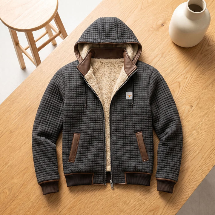 Heren Gevoerde Quilted Winterjas met Fleece Voering en Rits