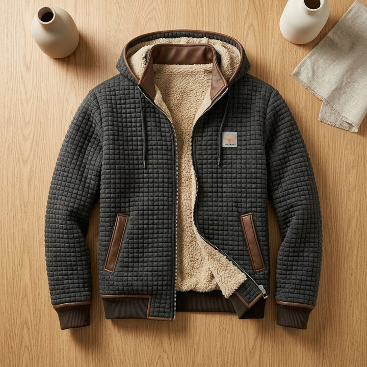 Heren Gevoerde Quilted Winterjas met Fleece Voering en Rits