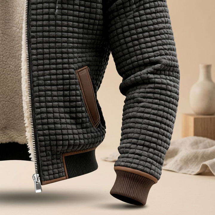 Heren Gevoerde Quilted Winterjas met Fleece Voering en Rits