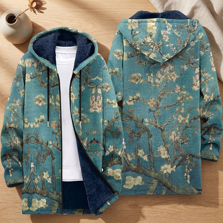 Heren Gevoerde Zip-Up Hoodie Fleece Gevoerd Kunstprint Jas