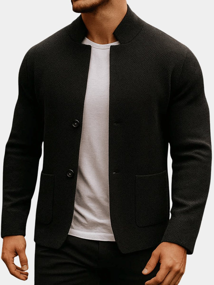 Heren Gewatteerd Jasje Gestructureerd Knitwear Blazer Mandarijnkraag