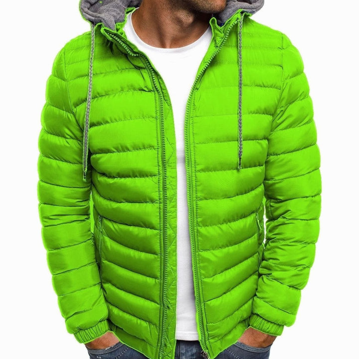 Heren Gewatteerde Donsjack met Capuchon Slim-Fit Ritsluiting