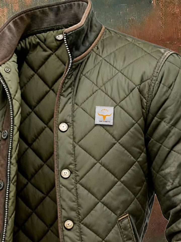 Heren Gewatteerde Jas Bomber Stijl Drukknopen Standup Kraag