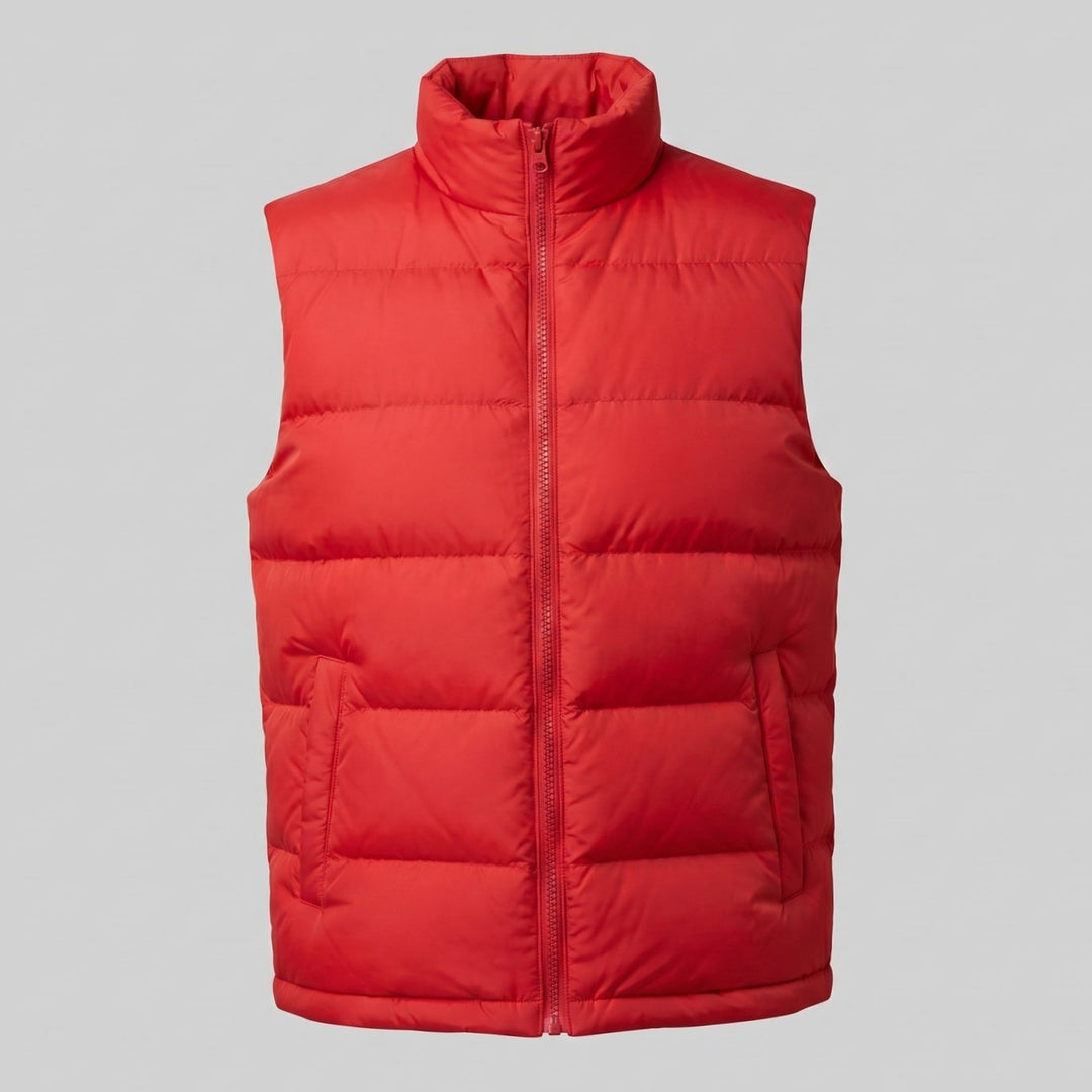 Heren Gewatteerde Mouwloze Puffer Gilet met Staande Kraag - Marineblauw