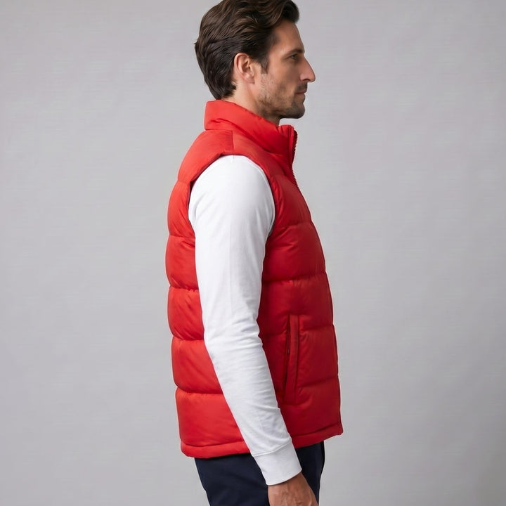 Heren Gewatteerde Mouwloze Puffer Gilet met Staande Kraag