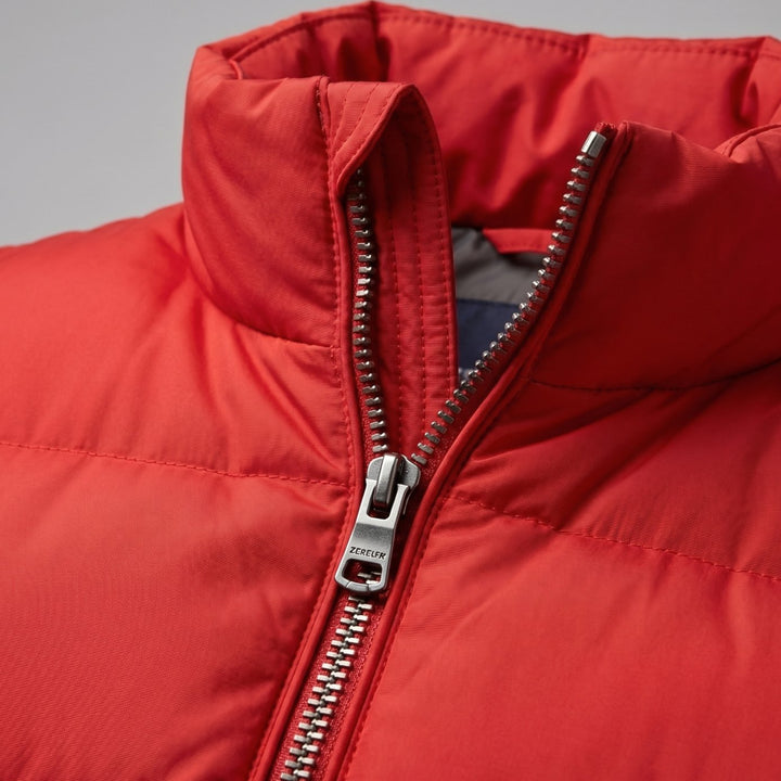 Heren Gewatteerde Mouwloze Puffer Gilet met Staande Kraag - Rood