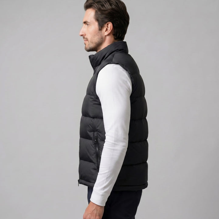 Heren Gewatteerde Mouwloze Puffer Gilet met Staande Kraag