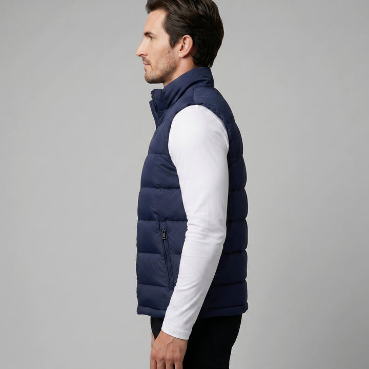 Heren Gewatteerde Mouwloze Puffer Gilet met Staande Kraag