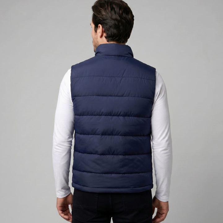 Heren Gewatteerde Mouwloze Puffer Gilet met Staande Kraag