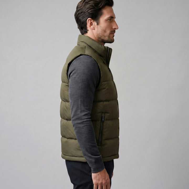 Heren Gewatteerde Mouwloze Puffer Gilet met Staande Kraag