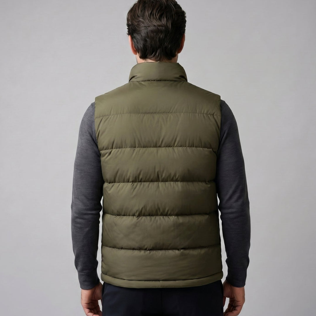 Heren Gewatteerde Mouwloze Puffer Gilet met Staande Kraag
