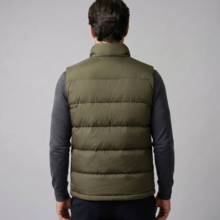 Heren Gewatteerde Mouwloze Puffer Gilet met Staande Kraag