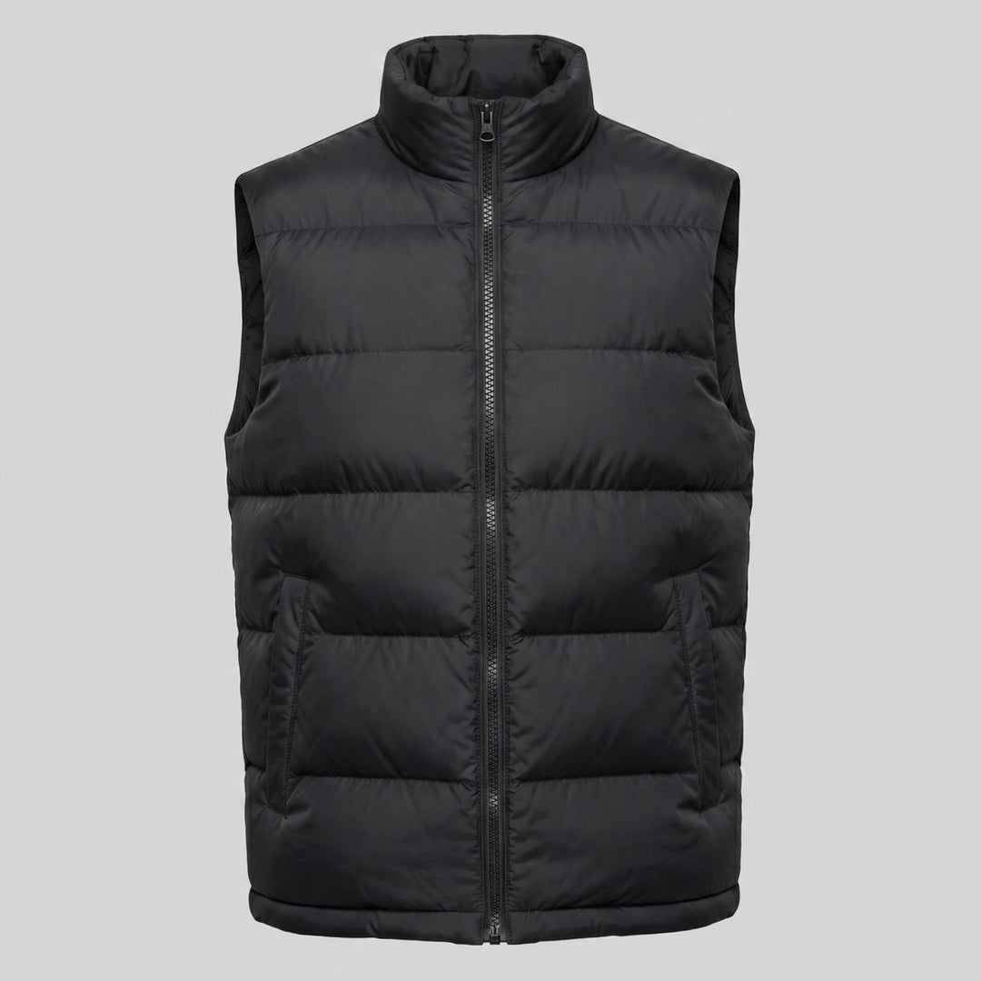 Heren Gewatteerde Mouwloze Puffer Gilet met Staande Kraag