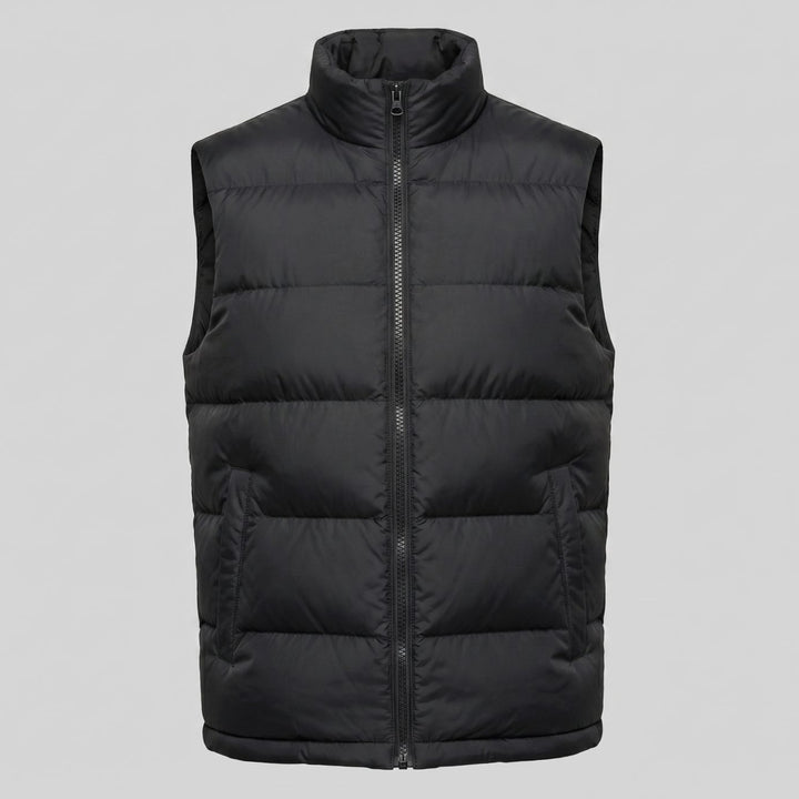 Heren Gewatteerde Mouwloze Puffer Gilet met Staande Kraag