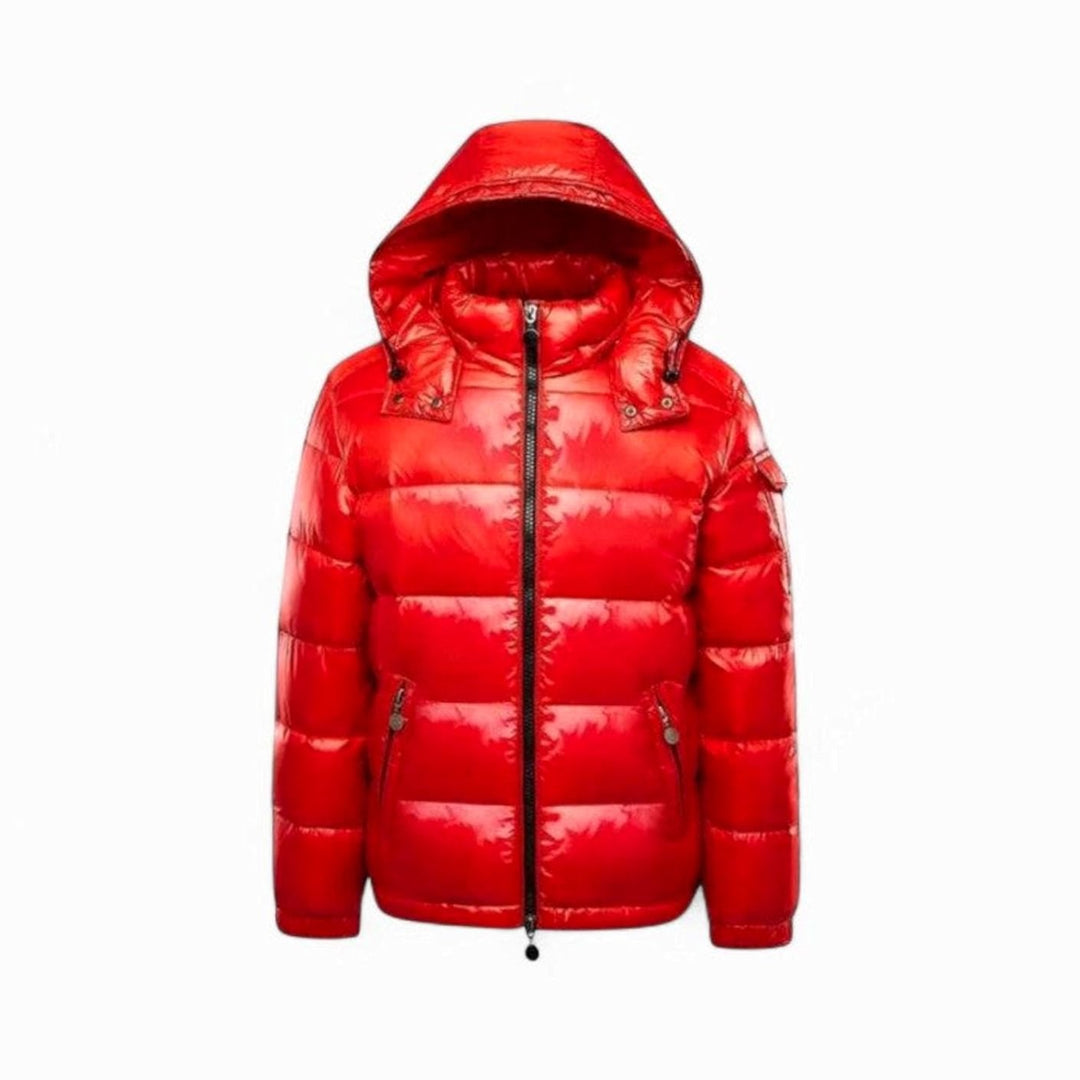 Heren Gewatteerde Oversized Jas met Capuchon en Ritssluiting - Rood