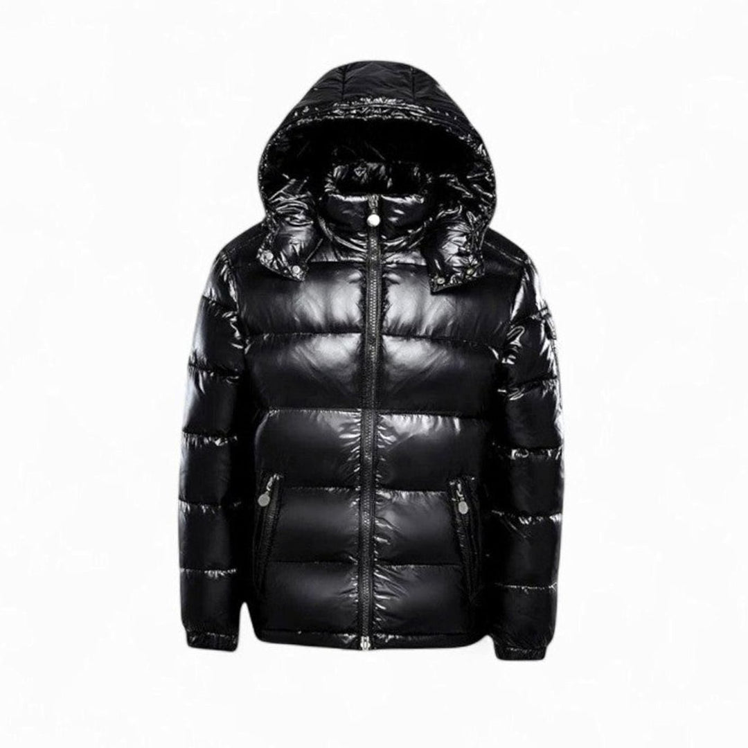 Heren Gewatteerde Oversized Jas met Capuchon en Ritssluiting - Zwart
