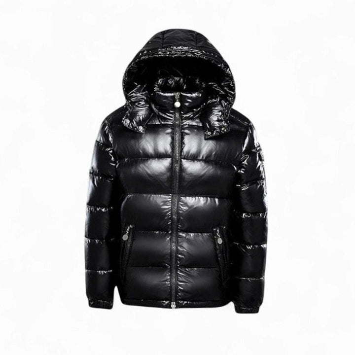 Heren Gewatteerde Oversized Jas met Capuchon en Ritssluiting - Zwart