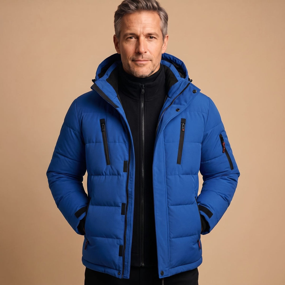 Heren Gewatteerde Puffer Winterjas met Capuchon - Blauw