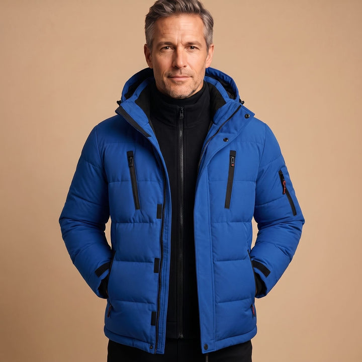 Heren Gewatteerde Puffer Winterjas met Capuchon - Blauw