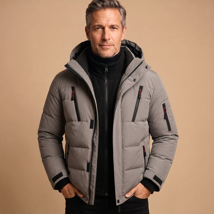 Heren Gewatteerde Puffer Winterjas met Capuchon - Grijs