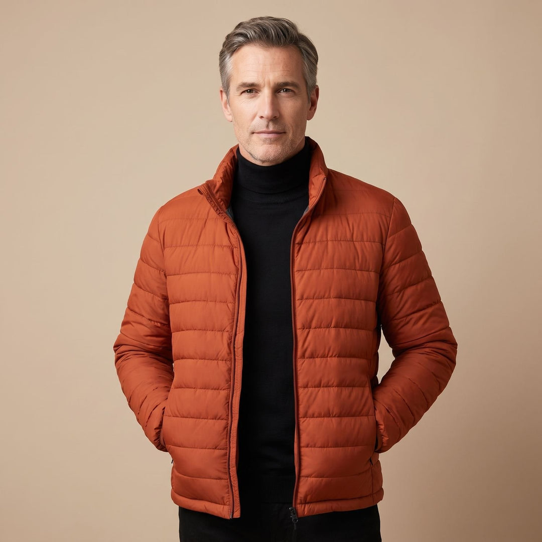 Heren Gewatteerde Puffer Winterjas met Capuchon - Oranje