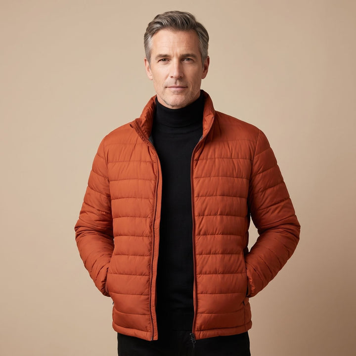 Heren Gewatteerde Puffer Winterjas met Capuchon - Oranje