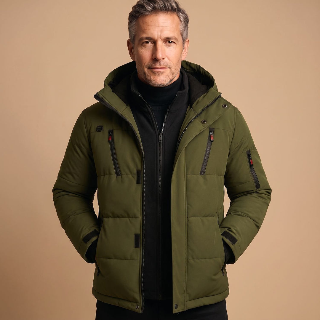Heren Gewatteerde Puffer Winterjas met Capuchon - Groen