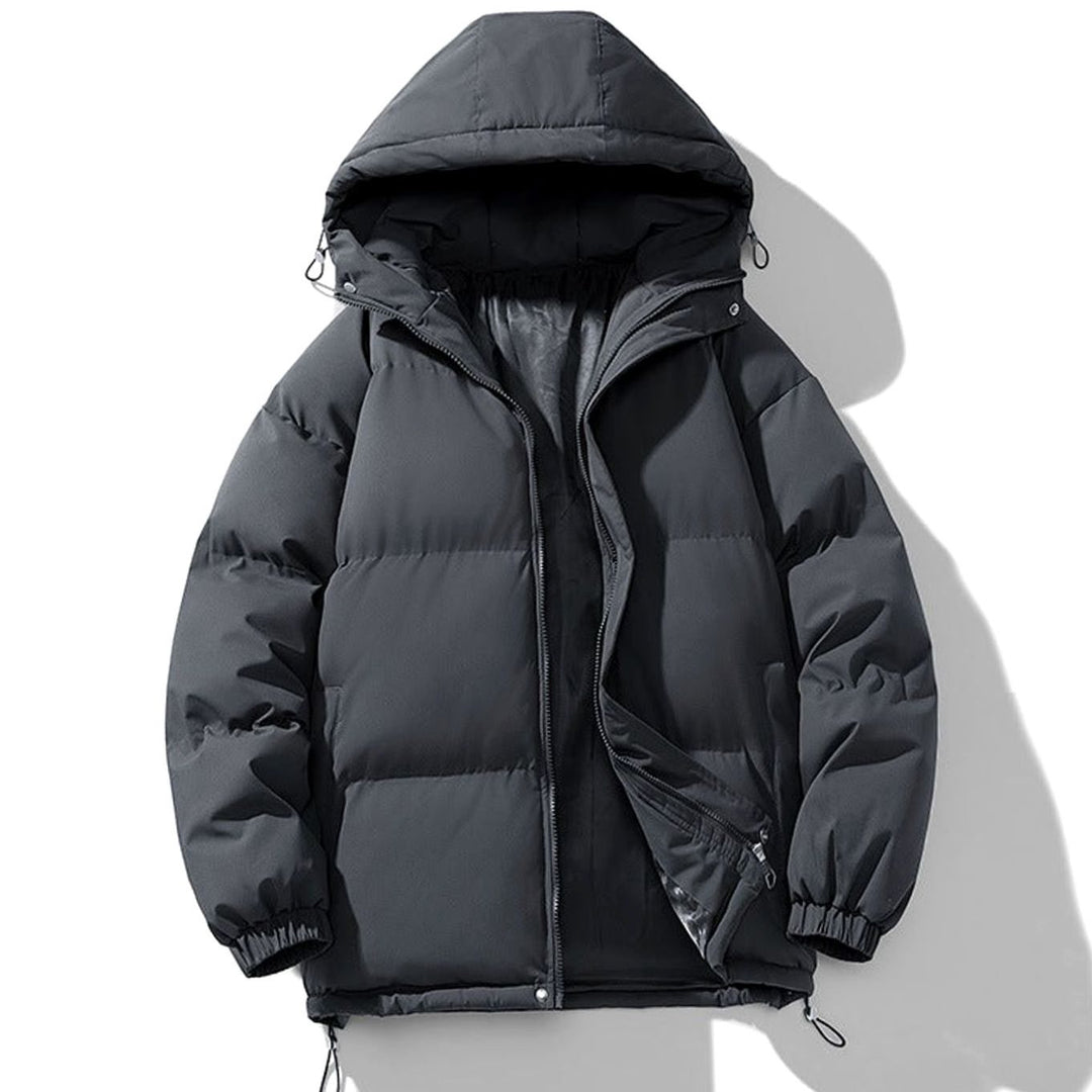 Heren Gewatteerde Puffer Winterjas met Capuchon en Ritssluiting - Donkergrijs