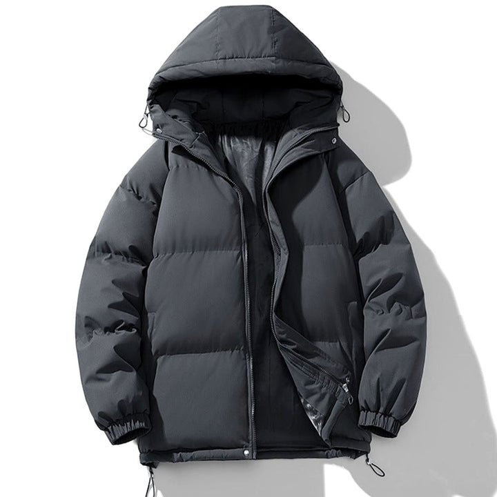 Heren Gewatteerde Puffer Winterjas met Capuchon en Ritssluiting - Donkergrijs