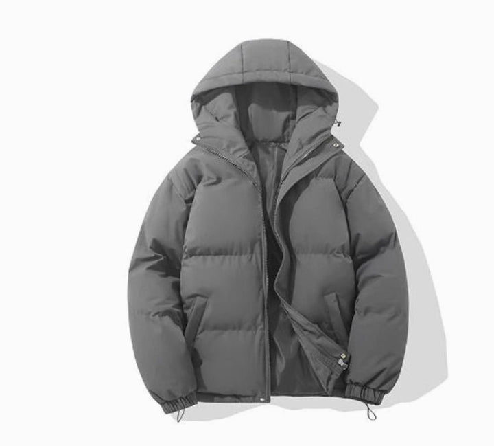 Heren Gewatteerde Puffer Winterjas met Capuchon en Ritssluiting - Grijs