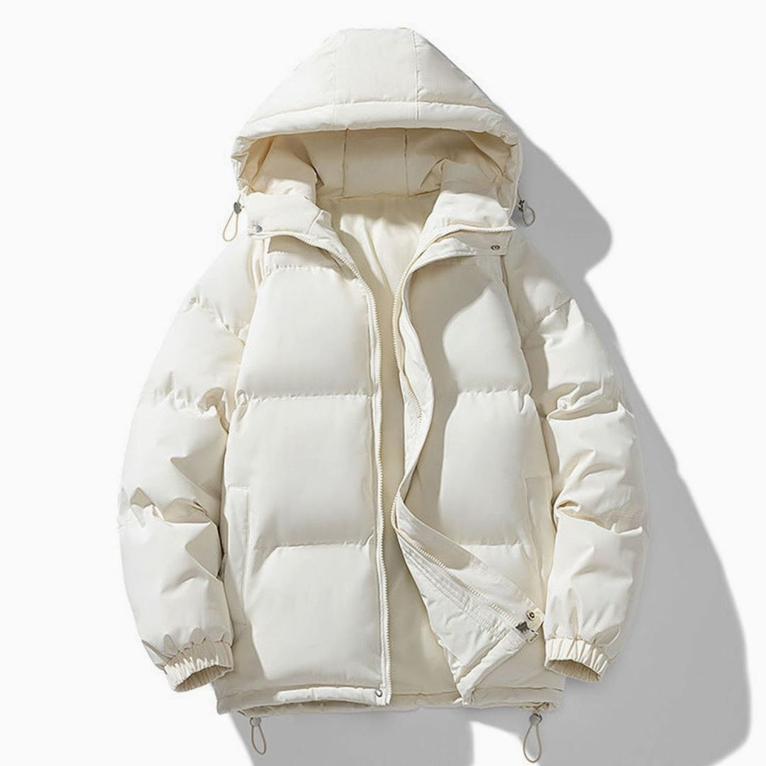 Heren Gewatteerde Puffer Winterjas met Capuchon en Ritssluiting - Beige