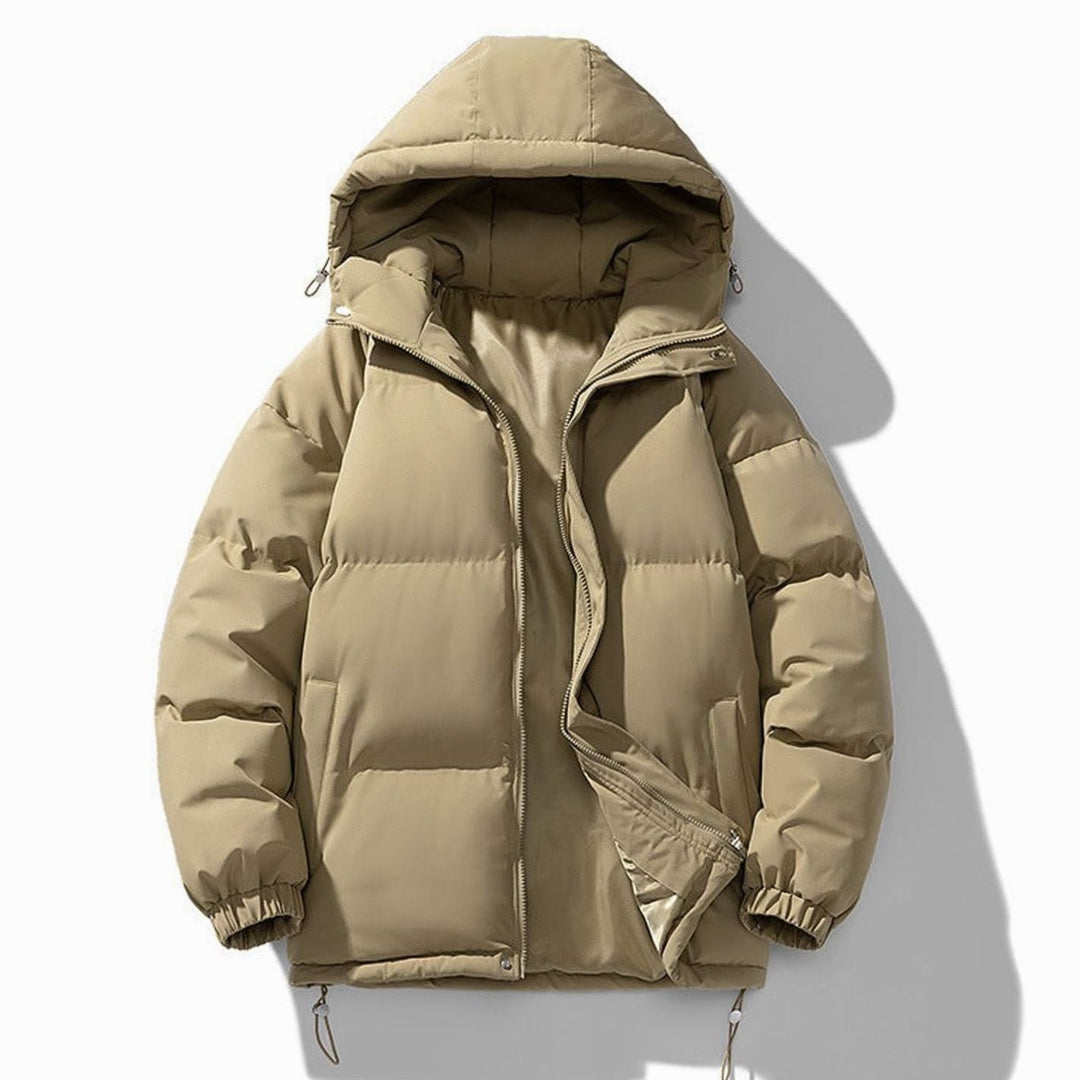 Heren Gewatteerde Puffer Winterjas met Capuchon en Ritssluiting - Khaki