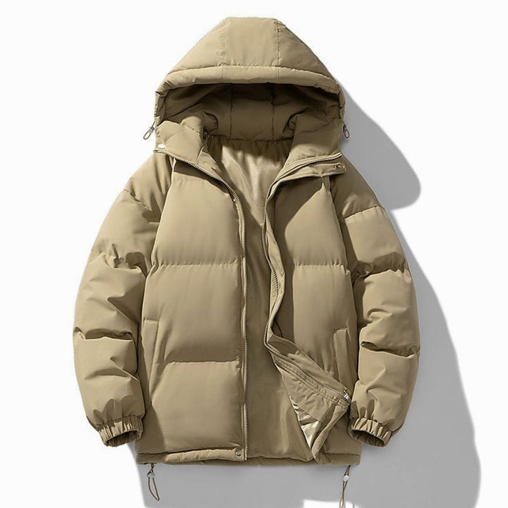 Heren Gewatteerde Puffer Winterjas met Capuchon en Ritssluiting - Khaki